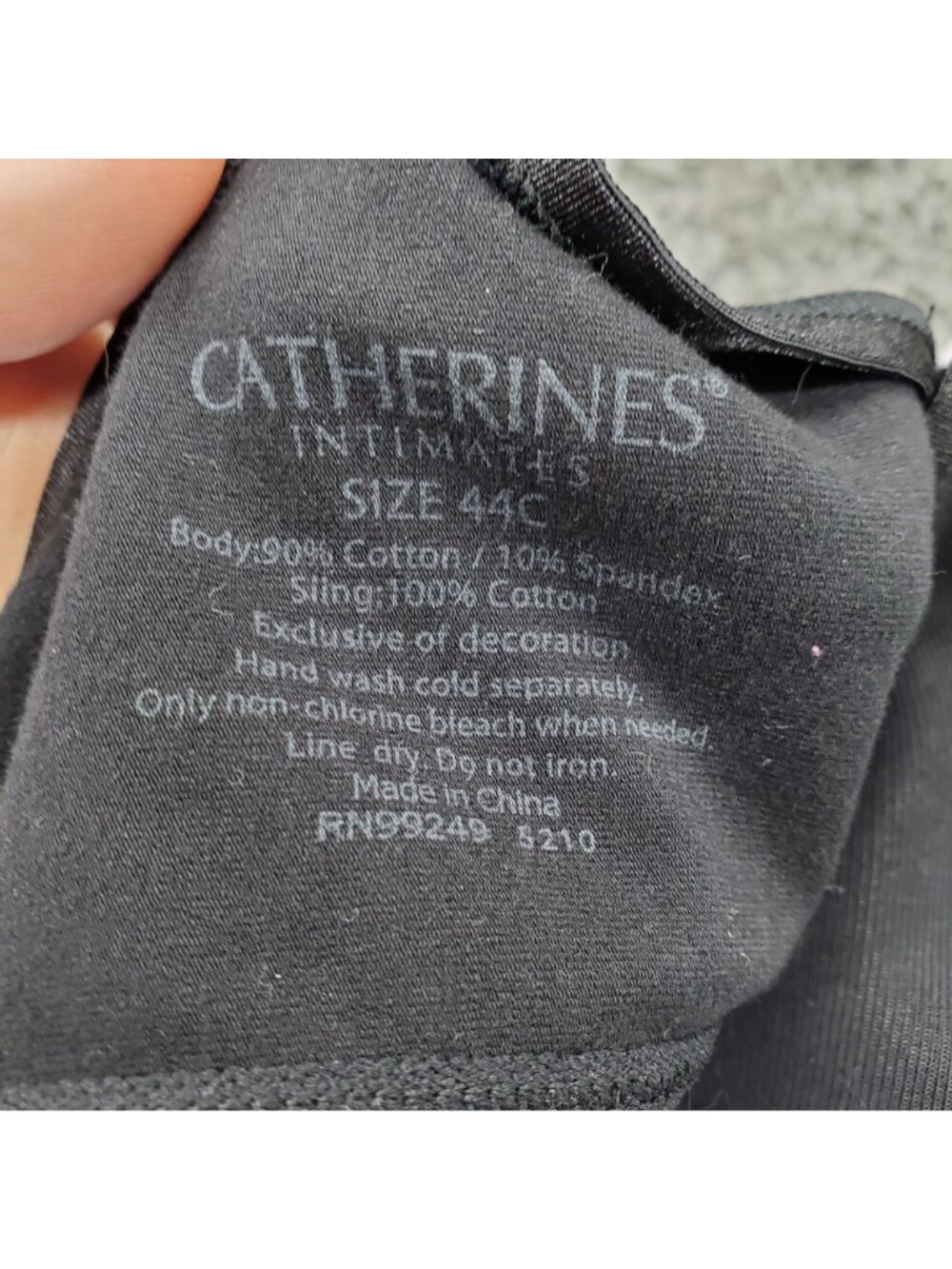 Catherines Bra Womens 44C Black No-Wire Cotton Front-Close *NWT* - Picture 2 of 9